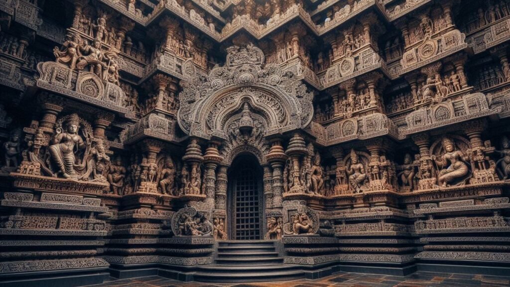 Beautiful wall carvings in the wall of the padmanabaswamy temple