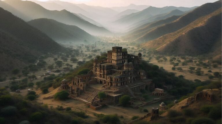 An exterior of Bhangarh Fort