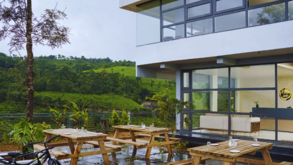 An exterior of a resort located in the Vagamon Valley