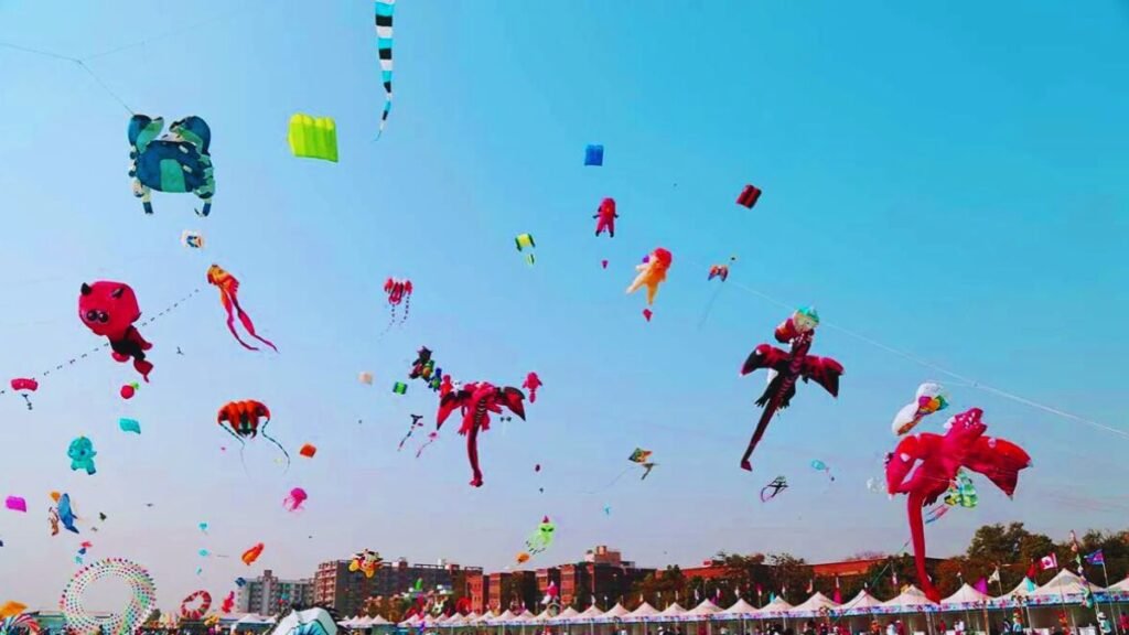 Flying Kites during the Bangalore kite festival