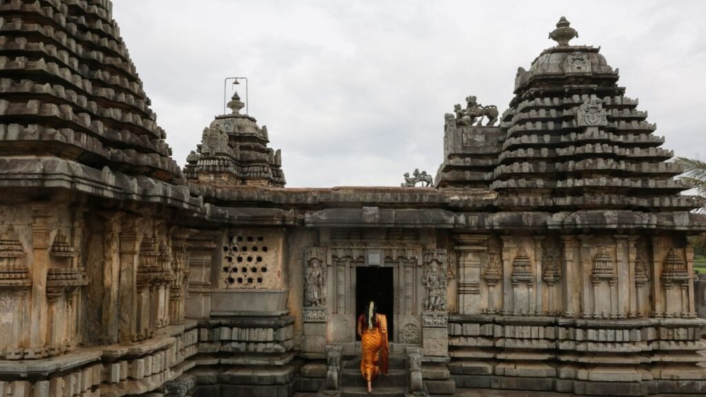 Lakshmi Devi Temple located in Doddagaddavalli where priests are entering into the temple premises